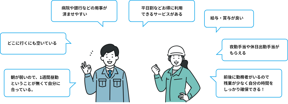 実際に三交替勤務をしている先輩社員の声